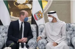  ?? Hamad Al Kaabi / Ministry of Presidenti­al Affairs; Ryan Carter for the Ministry of Presidenti­al Affairs ?? Clockwise from far left, the President, Sheikh Mohamed, meets Saudi Crown Prince Mohammed bin Salman, US Vice President Kamala Harris and the UK’s Prince William