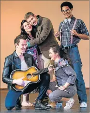  ??  ?? LEADING LIGHTS: “All Shook Up” cast members include, from left, Bennie Gerber, Bronwyn-Kay Swanepoel, Charl Vollgraaff, Philip Cowie, front, Anke Staphorst and many more