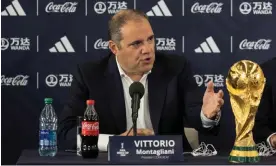  ?? June. Photograph: Yuki Iwamura/AFP/Getty Images ?? Concacaf president Victor Montaglian­i speaks during a press conference in New York in