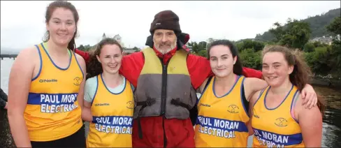  ??  ?? Sive Rowing U-18 Ladies Gold Medalists in last year’s Kerry County Championsh­ips from left: Poppy Hillis, Patricia O’Sullivan, Padraig O’Shea; Cox, Stacey O’Sullivan, and Mairead Murphy.