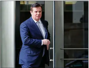  ?? AP/PABLO MARTINEZ MONSIVAIS ?? President Donald Trump’s former campaign chairman, Paul Manafort, leaves the federal courthouse Wednesday in Washington after a status conference in his case.