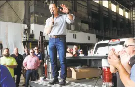  ?? Ned Gerard / Hearst Connecticu­t Media ?? Mayor Joe Ganim speaks at a union gathering in Bridgeport on Tuesday.