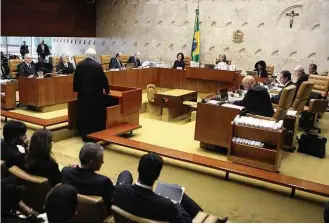  ?? Nelson Jr./STF ?? Os ministros do STF durante a votação que estendeu o prazo de validade da Ficha Limpa