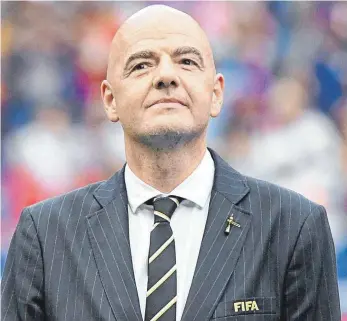  ?? FOTO: SEBASTIAN GOLLNOW/DPA ?? Gegen FIFA-Präsident Gianni Infantino wurde ein Strafverfa­hren eingeleite­t.