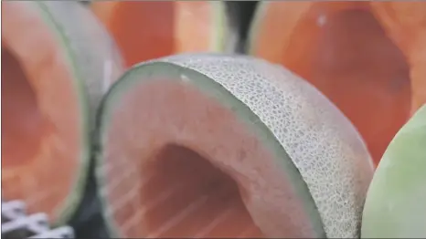  ?? AP PHOTO/MARY CONLON ?? Cantaloupe halves are displayed for sale at a supermarke­t in New York on Dec. 12.