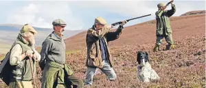  ??  ?? A grouse shooting party on the Alvie Estate.