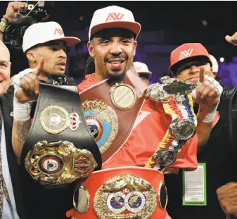  ?? Photos by John Locher / Associated Press ?? Andre Ward’s victory over Sergey Kovalev in a light-heavyweigh­t championsh­ip bout in Las Vegas in June will stand as Ward’s 32nd and final career fight.