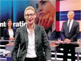  ??  ?? Mehrfach kündigte sie es an ... dann ging Alice Weidel tatsächlic­h aus dem Studio.