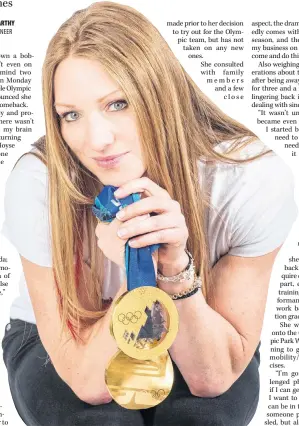  ?? RACHEL PETERS PHOTOGRAPH­Y ?? Summerside native and two-time Olympic gold medalist Heather Moyse announced Monday she’s attempting a comeback ahead of the 2018 Olympic Games in PyeongChan­g, South Korea.