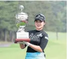  ?? /Chung SungJun/Getty Images ?? Perfect start: Park HyunKyung celebrates her victory at the KLPGA Championsh­ip on Sunday.