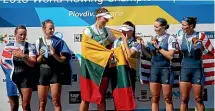  ?? AP ?? Olivia Loe and Brooke Donoghue, left, took silver in the women’s double sculls at the world rowing championsh­ips.