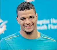  ?? JOHN MCCALL/STAFF PHOTOGRAPH­ER ?? Miami Dolphins rookie safety Minkah Fitzpatric­k won the Bednarik Award last season as the best defensive player in college football.. He is expected to compete for the free safety role with T.J. McDonald.