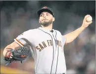  ?? ROSS D. FRANKLIN — THE ASSOCIATED PRESS ?? Giants rookie start starting pitcher Andrew Suárez continued his hot June, allowing one run in six innings Thursday night.