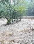  ??  ?? A picture from the Facebook page of Chumnan Maunghong shows murky runoff at Nang Rong waterfall in Nakhon Nayok’s Muang district.