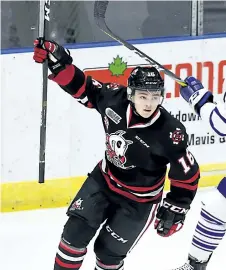  ?? SUPPLIED ?? Niagara forward Danial Singer, shown celebratin­g a goal in this October 2016 file photo, scored his 22nd of the Ontario Hockey League season in a road loss to Kingston Saturday night.