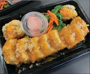 ?? (Arkansas Democrat-Gazette/Eric E. Harrison) ?? The Tokyo Roll is one of four special fried rolls at Bamboo Hibachi.