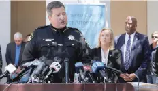  ?? — Reuters ?? Sacramento Sheriff Scott Jones talks about the arrest of a suspect.