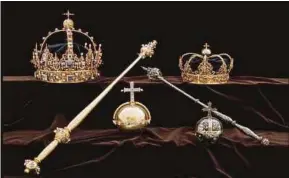  ?? REUTERS PIC ?? The Swedish Royal Family’s crown jewels from the 17th century are seen in this undated handout photo.