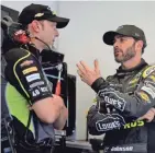  ?? GETTY IMAGES ?? Driver Jimmie Johnson talks to his crew chief, Chad Knaus during practice for the NASCAR Cup Series Advance Auto Parts Clash.