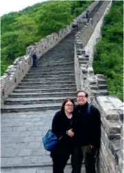  ??  ?? Pamela Tobey and her husband Rick Dunham pose at the Mutianyu section of the Great Wall in Beijing in 2014