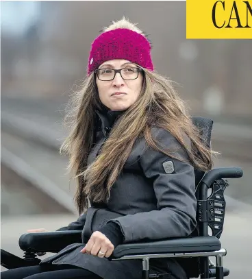  ?? VANESSA HRVATIN / NATIONAL POST ?? Rose Stinson, who suffers from post-sepsis syndrome following an illness while she was pregnant with twins, now relies on an electric wheelchair to get around.