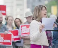  ?? TYLER ANDERSON/National Post ?? Canadian author, social activist, and filmmaker Naomi Klein speaks at a climate change rally Thursday in Toronto in support of a protest this summer called the
March for Jobs, Justice and the Climate.