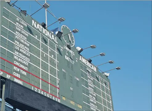  ??  ?? CHICAGO, IL - JUNE 27: The main scoreboard in centerfiel­d is seen after a game between the New York Mets and Chicago Cubs at Wrigley