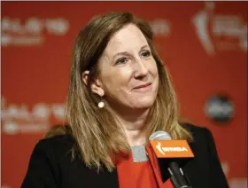  ?? PATRICK SEMANSKY - THE ASSOCIATED PRESS ?? FILE - In this Sept. 29, 2019, file photo, WNBA Commission­er Cathy Engelbert speaks at a news conference in Washington.