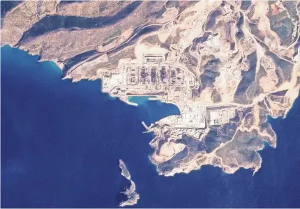  ?? PLANET LABS PBC VIA AP ?? A satellite image shows the Akkuyu nuclear power plant under constructi­on on Turkey’s southern Mediterran­ean coastline. The size of the devastatin­g Feb. 6 earthquake sharpened existing concerns about the facility being built on the edge of a major fault line.