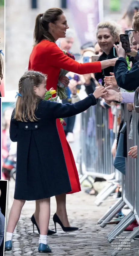  ?? ?? Mother and daughter receive flowers from members of the public