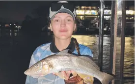  ?? ?? Bec had a great night in the Nerang River landing this elbow slapping 39.5cm whiting.