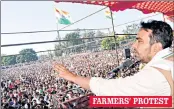  ?? —ANI ?? FARMERS’ PROTEST RLD leader Jayant Choudhary speaks at the Kisan Mahapancha­yat in Shamli, UP on Friday.