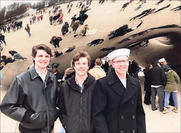  ?? The Boughton family / Contribute­d photos ?? Jonathan Boughton, center, with his brothers Connor Boughton, left, and Edward Boughton III, right, in Chicago in 2019.