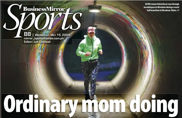  ?? AP ?? ULTRA runner Helen Ryvar runs through an underpass in Wrexham during a recent half marathon in Wrexham, Wales.