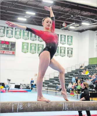  ?? JEFF STEPHENSON SPECIAL TO METROLAND ?? Jazmine Deveau, 13, of Jordan won gold medals in floor and vault at the Eastern Canadian gymnastics championsh­ips. She finished fourth on the beam.
