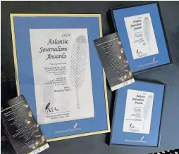  ?? TINA COMEAU ?? The Vanguard newsroom received three Atlantic Journalism Awards for its work in 2023, including a gold award for the newsroom’s coverage of last year’s wildfires.