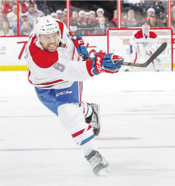  ?? — GETTY IMAGES FILES ?? Montreal Canadiens defenceman Shea Weber has played a leading role in the team’s early season success with four goals and 10 points, and a plus-12 rating in nine games. He was traded by Nashville for P.K. Subban in the much-celebrated off-season deal.