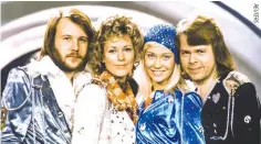  ??  ?? SWEDISH pop group ABBA: Benny Andersson, Anni-Frid Lyngstad, Agnetha Faltskog, and Bjor Ulvaeus pose after winning the Swedish branch of the Eurovision Song Contest with their song “Waterloo” on Feb. 9, 1974