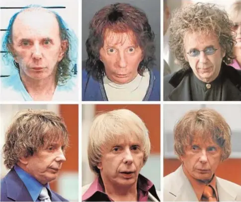  ?? REUTERS ?? Phil Spector, con varios «looks» durante el juicio en el que fue condenado por asesinato