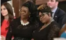  ?? ?? Lynette Hardaway (Diamond), left, and Rochelle Richardson (Silk) listen to remarks by Donald Trump in 2019. Photograph: Rex/ Shuttersto­ck