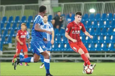  ?? PROVIDED TO CHINA DAILY ?? Brazilian midfielder Oscar Shanghai lost 1-0. in action for Shanghai SIPG during its friendly match with Belgium’s AS Eupen in Doha, Qatar, on Jan 12.