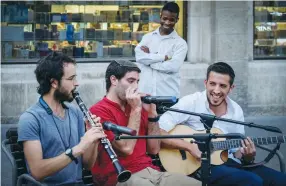  ??  ?? YOUNG MEN perform on a street in the center of Jerusalem. ( Sara Klatt/ Flash90)