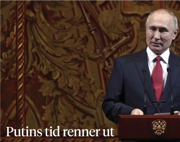  ??  ?? FLERE PERIODER: Vladimir Putin har trolig tenkt å endre den russiske grunnloven slik at han kan fortsette som president enda en periode.