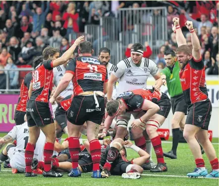  ?? Photo Jean-François Basset ?? Oyonnax a remporté le match de la peur face à Brive. Il reste deux rencontres pour valider son maintien.