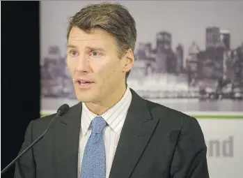  ?? MARK VAN MANEN ?? Vancouver Mayor Gregor Robertson delivers a keynote speech at the Urban Land Institute B.C. meeting on Wednesday, outlining ways he believes the city can make housing more affordable.