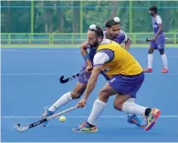  ?? PTI ?? India’s Sardar Singh and Akashdeep Singh during a training session for the Asia Cup Hockey in Dhaka on Tuesday. —