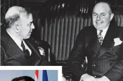  ??  ?? Liberal premier Mitch Hepburn vs. Liberal prime minister Mackenzie King During a bitter 1937 strike at General Motors of Canada in Oshawa, King refused Hepburn’s appeal for help from the Royal Canadian Mounted Police. The two Grit leaders’ hatred of...