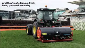  ?? Picture: DAVID DAVIES/PA ?? And they’re off...famous track being prepared yesterday