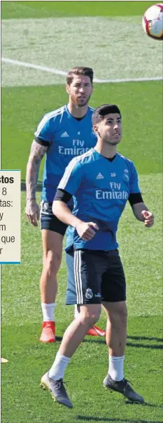  ??  ?? VUELVE. Asensio será titular por las lesiones de Vinicius y Lucas.