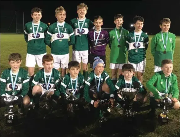  ??  ?? The Duleek Dynamos Under-13 squad who have enoyed unpreceden­ted success, winning three consecutiv­e league and cup doubles and the North Leinster SFAI Cup.